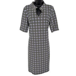 Talbots Midi Sheath Dress Women Size M Geometric Tile Print Office Career Modern